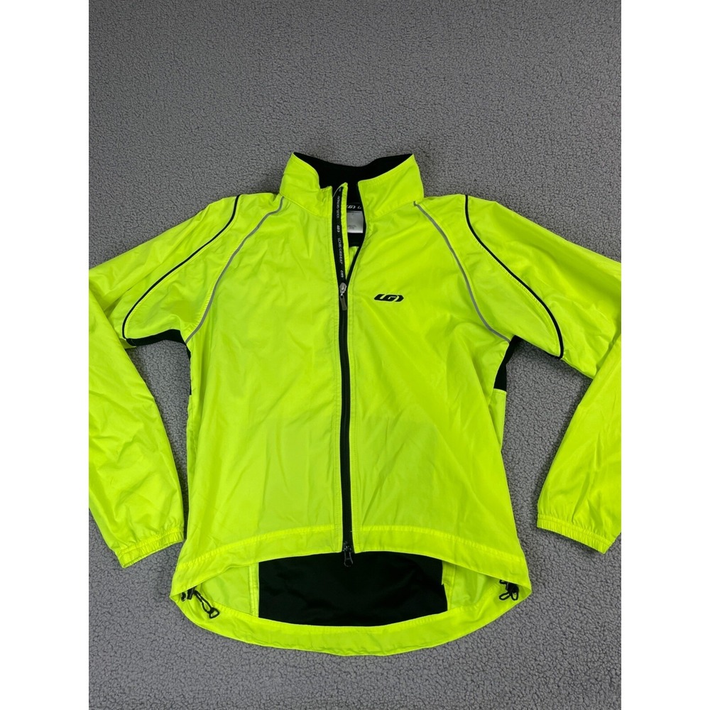 LOUIS GARNEAU Sz S MEN'S CYCLING WINDBREAKER FULL ZIP ADJUSTABLE WAIST Green